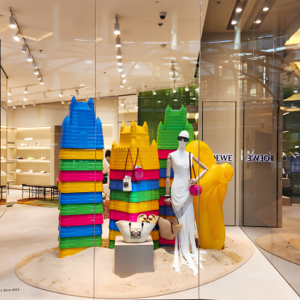 Image of Colorful Window Display Of Louis Vuitton Store In Lugano