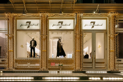 7 For All Mankind Holiday Window Display, Soho (New York), Geneve, Milan